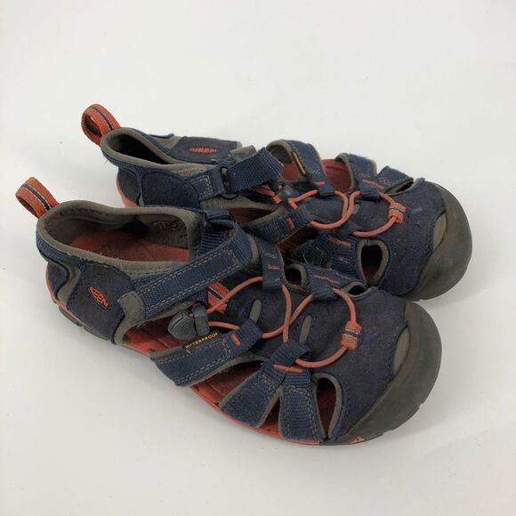 Keen Sandals Boys Size 3 Navy Blue Orange Waterproof - Picture 2 of 9